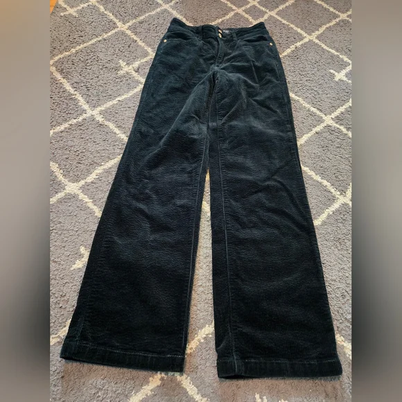 Judy Blue Corduroy Pants Women Sz 5/27 Wide Leg High Rise Emerald Green Stretch - Picture 2 of 12
